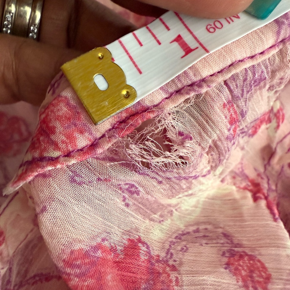 Free People Pink and White Pleated Tiered Sundress with Bishop Sleeves - Picture 11 of 14